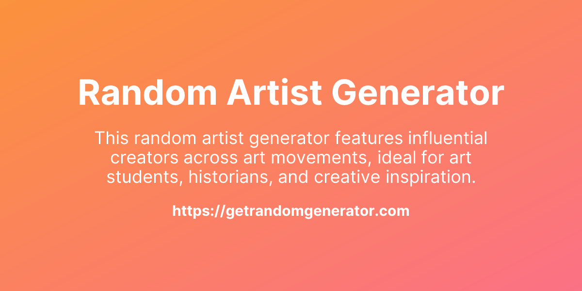 Random Artist Generator - Get Random Generator