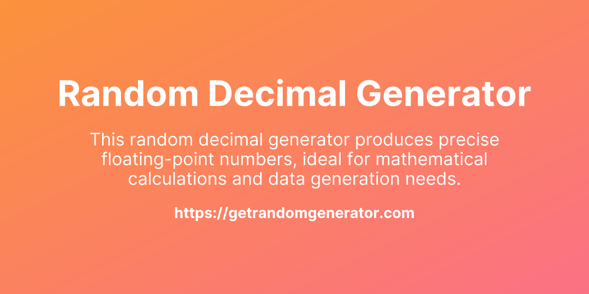 Random decimal generator get random generator