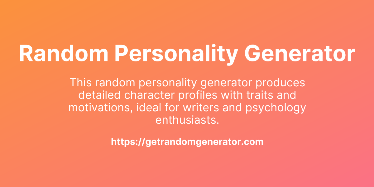 Random personality generator get random generator