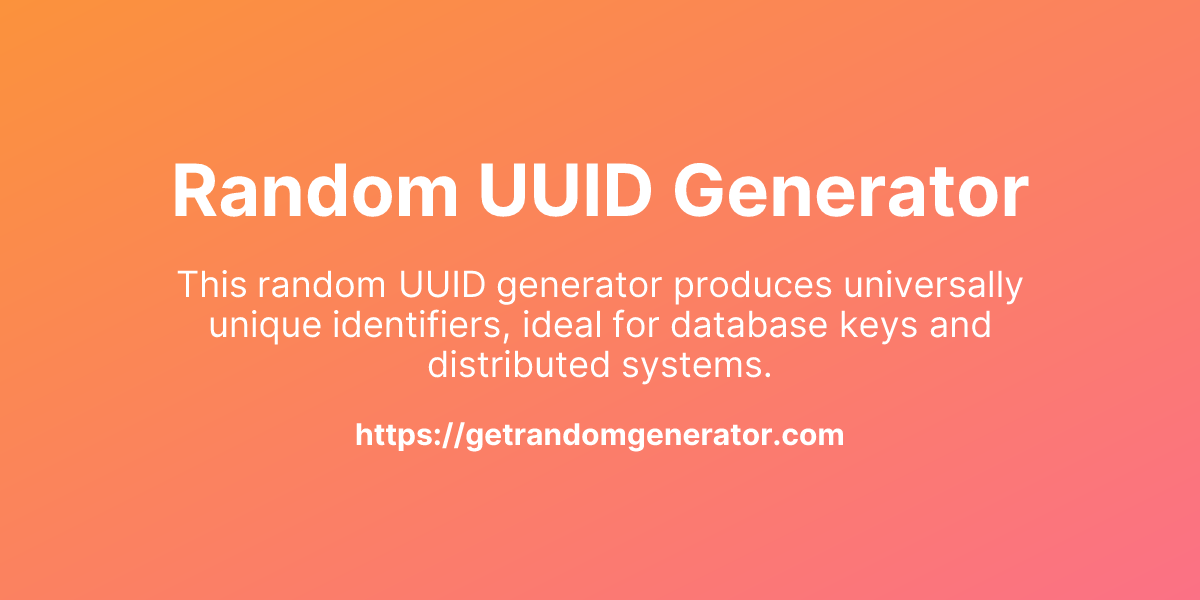 Random uuid generator get random generator