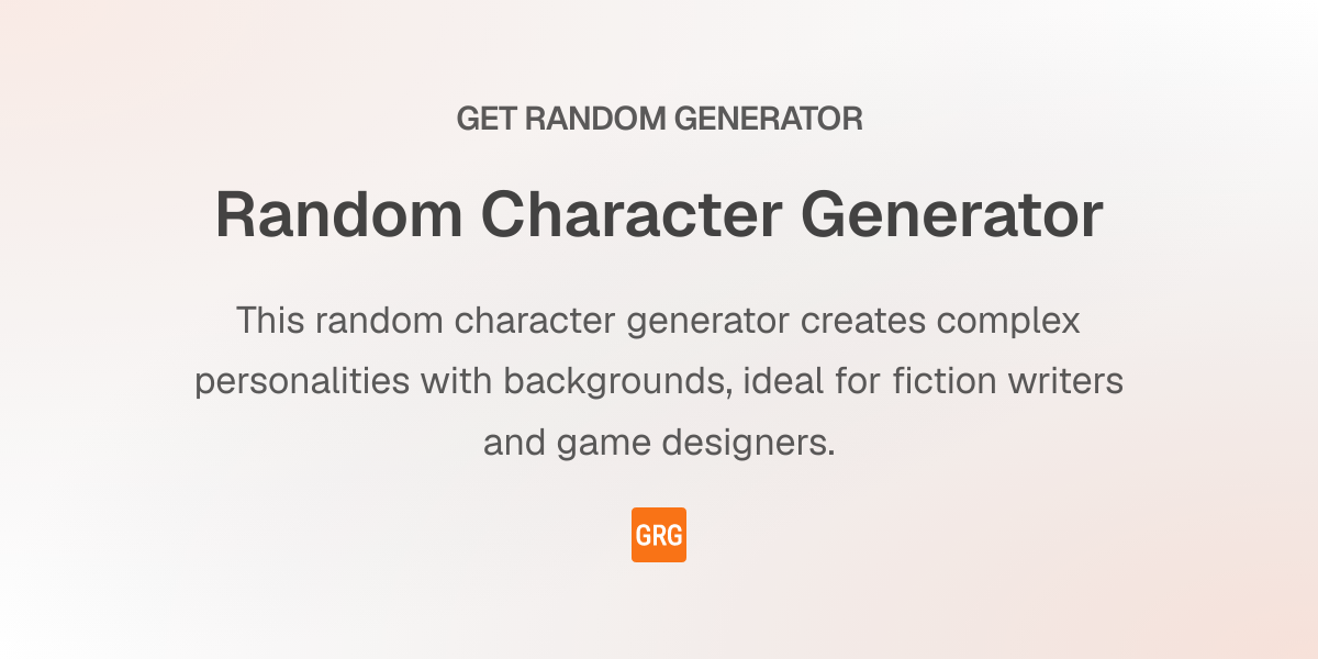Random Character Generator - Get Random Generator