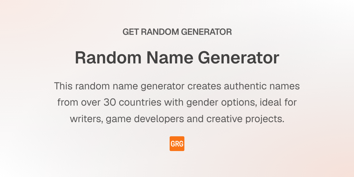 Random Name Generator - Get Random Generator