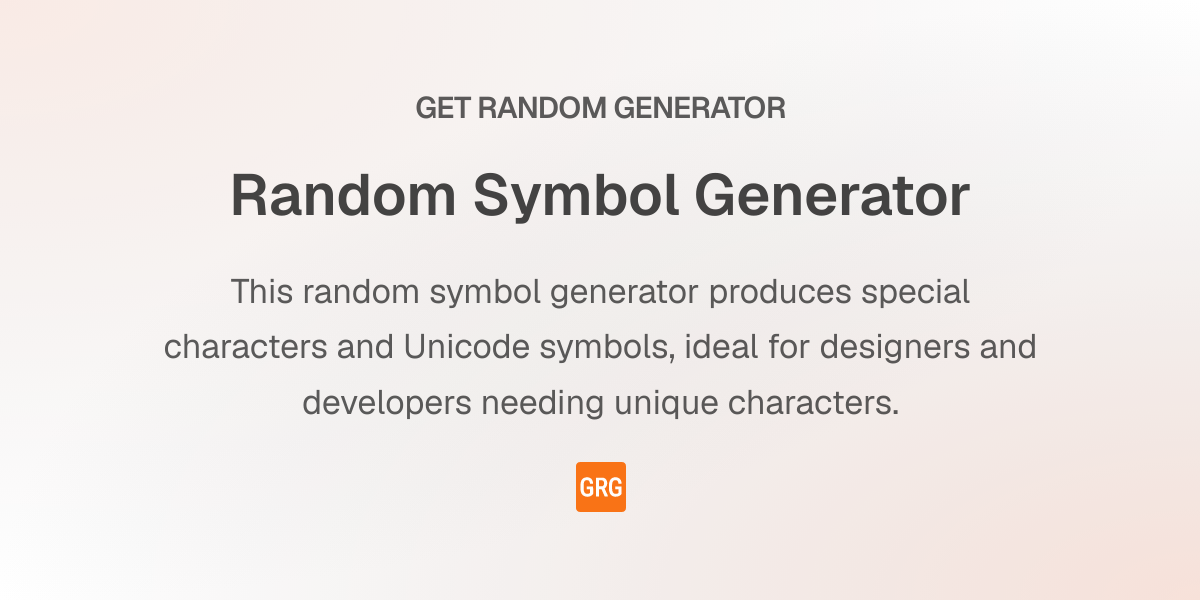 Random Symbol Generator - Get Random Generator